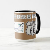 ルート66のヴィンテージの印のギフトの茶色 マグカップ (正面右)
