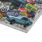 ルート66のヴィンテージ車のガラスまな板 カッティングボード (角)