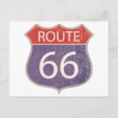 ルート66の交通標識の-赤く及び青の錆ついた ポストカード (正面)