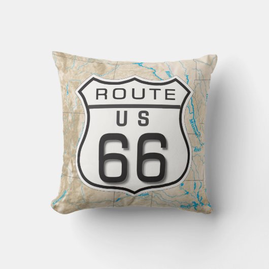 ルート66の写真をピローに追加 クッション (正面)