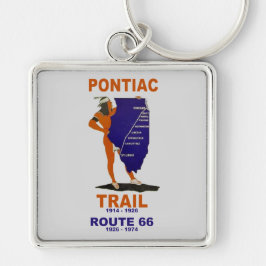 ルート66の前のイリノイのポンティアックトレイル キーホルダー