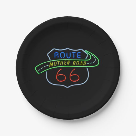 ルート66の母道のネオンサイン ペーパープレート (正面)