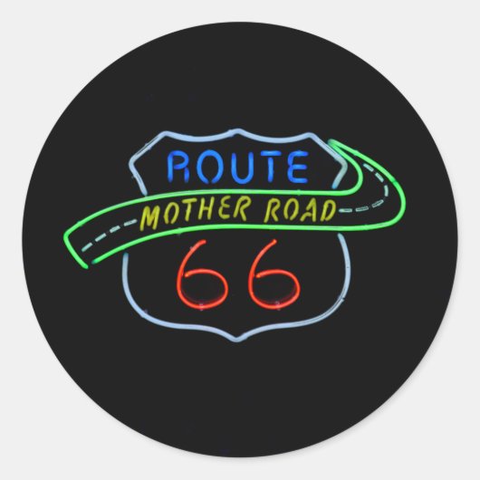 ルート66の母道、ネオンサイン 長方形シール (正面)