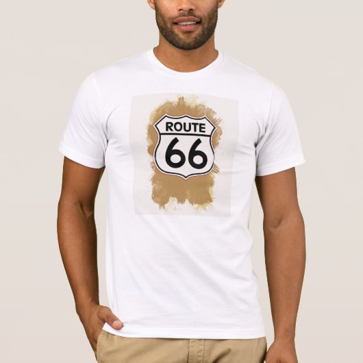 ルート66の水彩画のTシャツ Tシャツ (正面)