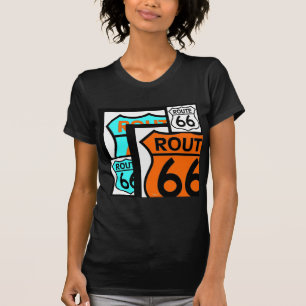 ルート66の組合せの盾の黒 Tシャツ