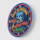 ルート66の100周年を祝うフェイクネオンサイン ラージ壁時計 (傾斜)