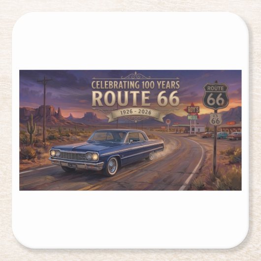 ルート66の100年史 スクエアペーパーコースター (正面)