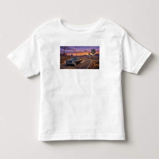 ルート66を走る1964年型キャデラック トドラーTシャツ (正面)