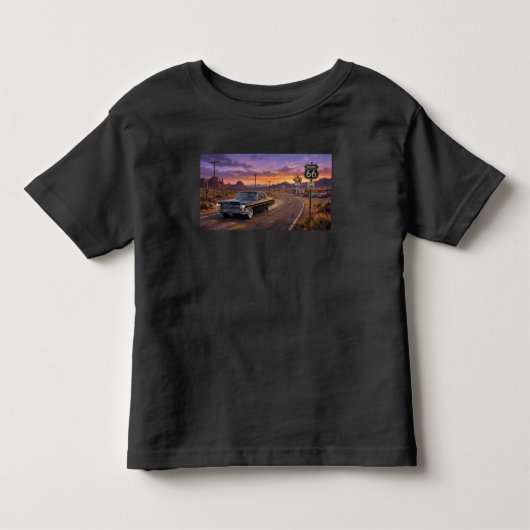 ルート66を走る1964年型キャデラック トドラーTシャツ (正面)