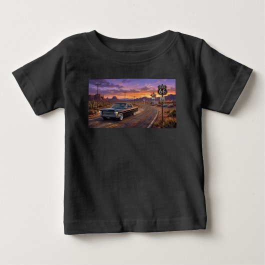 ルート66を走る1964年型キャデラック ベビーTシャツ (正面)