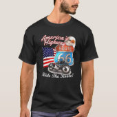 ルート66アメリカのハイウェイロードトリップUSAモーターサイクル Tシャツ (正面)