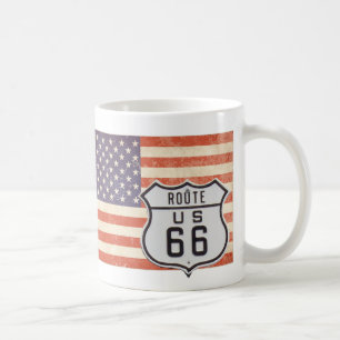 ルート66アメリカ国旗 コーヒーマグカップ