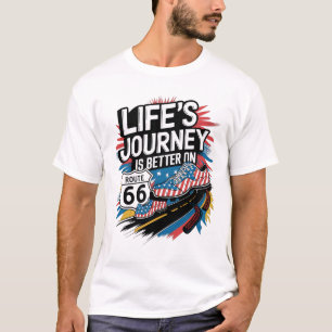 ルート66イラストの人生の旅 Tシャツ
