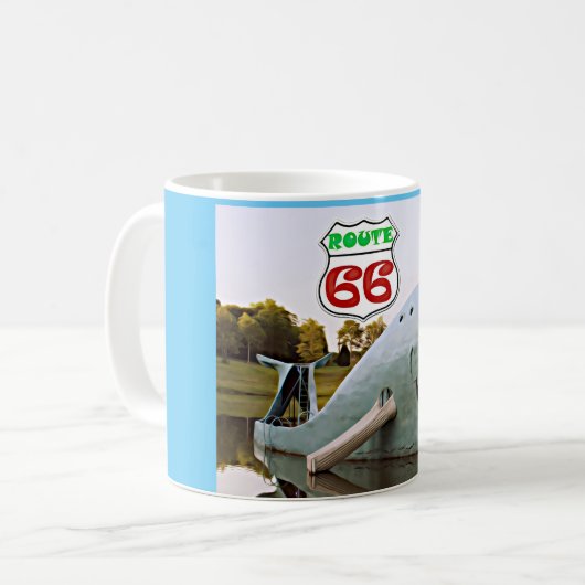 ルート66カタオサブルーホエールクリスマスサンタハット コーヒーマグカップ (正面左)