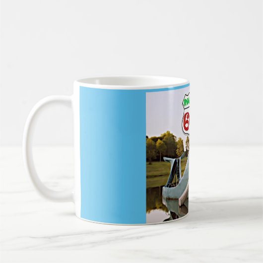 ルート66カタオサブルーホエールクリスマスサンタハット コーヒーマグカップ (左)