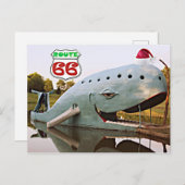 ルート66カタオサブルーホエールクリスマスサンタハット ポストカード (正面/裏面)