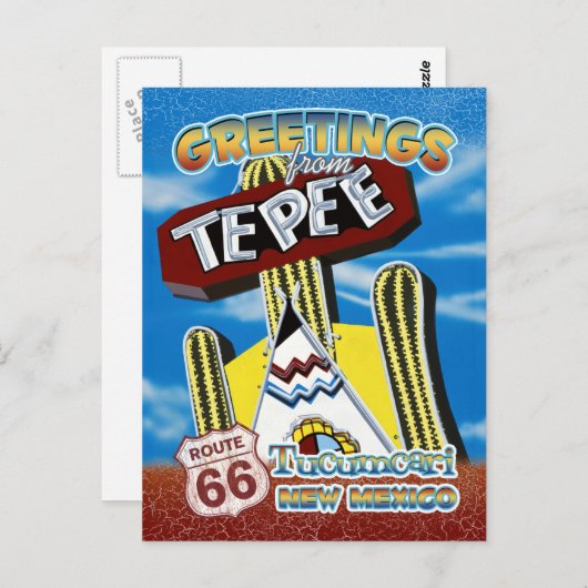 ルート66グリーティングトゥクンカリニューメキシコ葉書 ポストカード (正面/裏面)