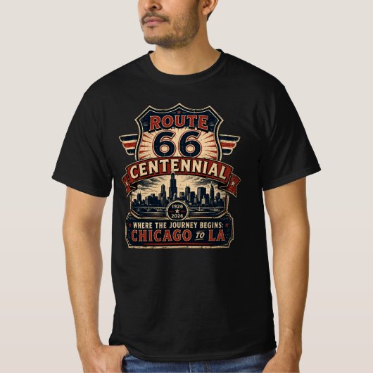 ルート66シカゴ100周年記念ロッドウェア Tシャツ (正面)