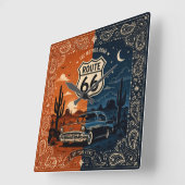 ルート66デザートナイトウォール時計 スクエア壁時計 (傾斜)
