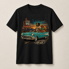 ルート66ナッツクラッカー クリスマスクラシックカー Tシャツ