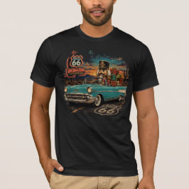 ルート66ナッツクラッカー クリスマスクラシックカー Tシャツ