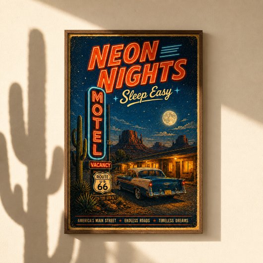 ルート66ネオンのモーテルの夢 ポスター