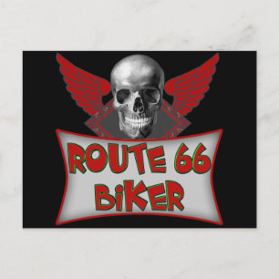 ルート66バイクもしくは自転車に乗る人Tシャツギフト ポストカード