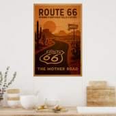 ルート66ポスター – レトロ風光明媚なドライブアート ポスター (キッチン)