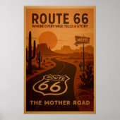 ルート66ポスター – レトロ風光明媚なドライブアート ポスター (正面)