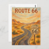 ルート66ヴィンテージオープンロードレトロ砂漠 ポストカード (正面/裏面)