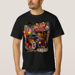 ルート66ヴィンテージ ホットロッドガレージ メンズTシャツ Tシャツ