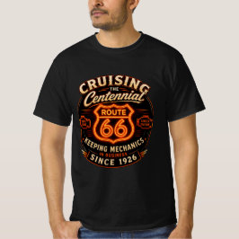 ルート66創立100周年ネオン整備士ファッション Tシャツ