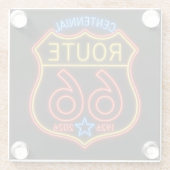 ルート66創立100周年記念ネオン調アメリカーナデコレーション ガラスコースター (裏面)