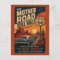 ルート66創立100周年記念ブルーのクラシックカー デザートロード