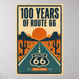 ルート66創設100周年記念リソグラフィー ポスター