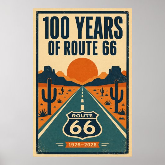 ルート66創設100周年記念リソグラフィー ポスター (正面)