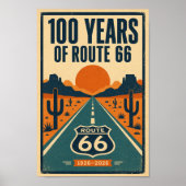 ルート66創設100周年記念リソグラフィー ポスター (正面)
