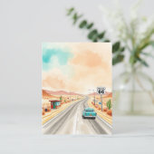 ルート66日没の水彩画 ポストカード (スタンド正面)