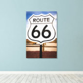 ルート66道路標識、アリゾナ州 キャンバスプリント (インサイチュ (ウッドフロア))
