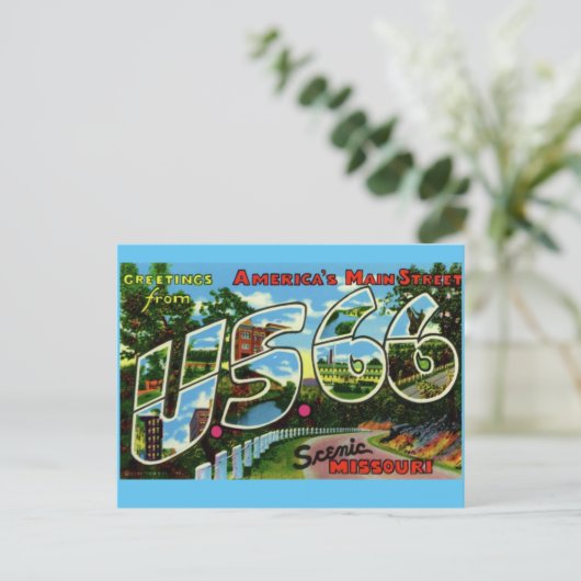 ルート66風光明媚なミズーリの挨拶はがき ポストカード (スタンド正面)