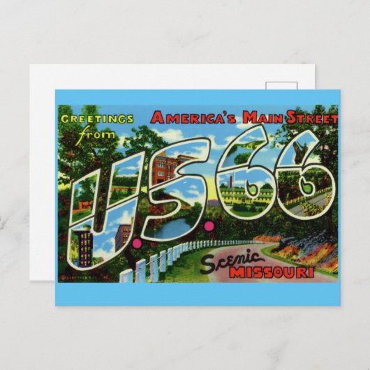 ルート66風光明媚なミズーリの挨拶はがき ポストカード (正面/裏面)