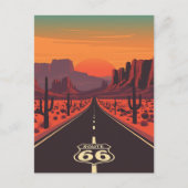 ルート66 アメリカ合衆国 ヴィンテージサンセット砂漠 ポストカード (正面)