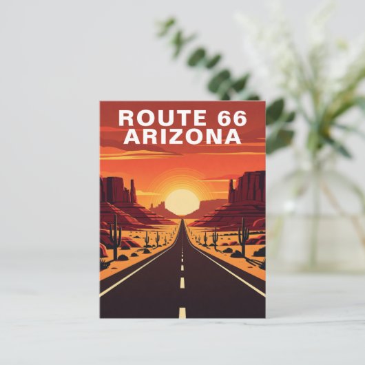 ルート66 アリゾナ砂漠 ビンテージ旅行 ポストカード (スタンド正面)