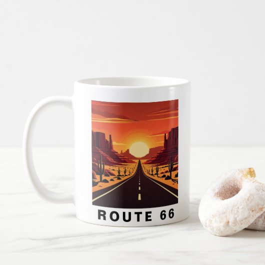 ルート66 アリゾナ アメリカ レトロ旅行 コーヒーマグカップ (ドーナツ)