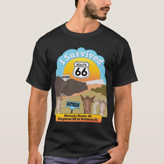ルート66 キングマン(アリゾナ州)からオートマン(アリゾナ州)へ少女 Tシャツ (正面)