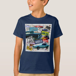ルート66 -クラシックな車の子供の暗闇のティー Tシャツ