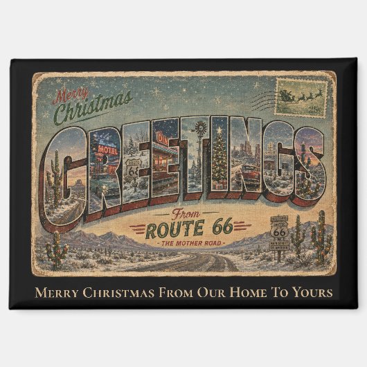 ルート66 クリスマス冷蔵庫グリーティング マグネット (正面)