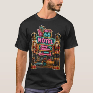 ルート66 クリスマス モーテル ナッツクラッカー ネオン Tシャツ