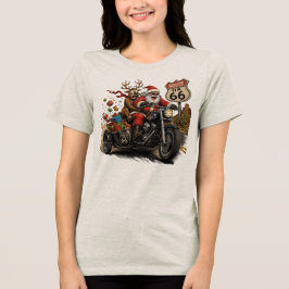 ルート66 サンタ モーターサイクル クリスマス ライド トライブレンドTシャツ