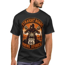 ルート66 ストレート ロード ボーリング ストーリーズ Tシャツ